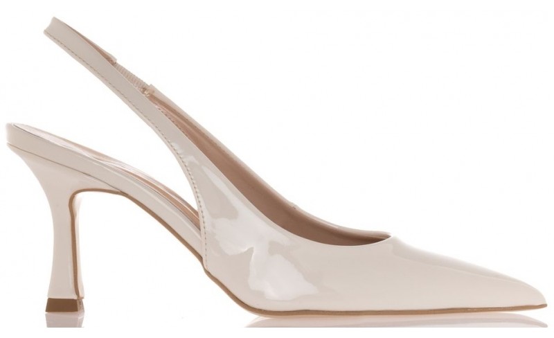 Sante off white λουστρίνι γόβα με λάστιχο στην φτέρνα 23-207 Γόβες